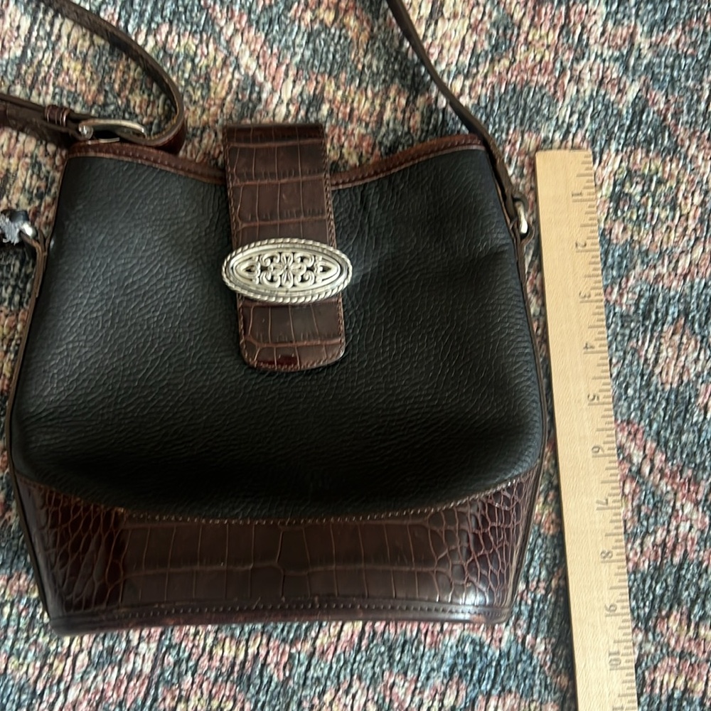 Brighton Black & Brown Leather Shoulder Bag long strap excellent condition - Picture 6 of 10